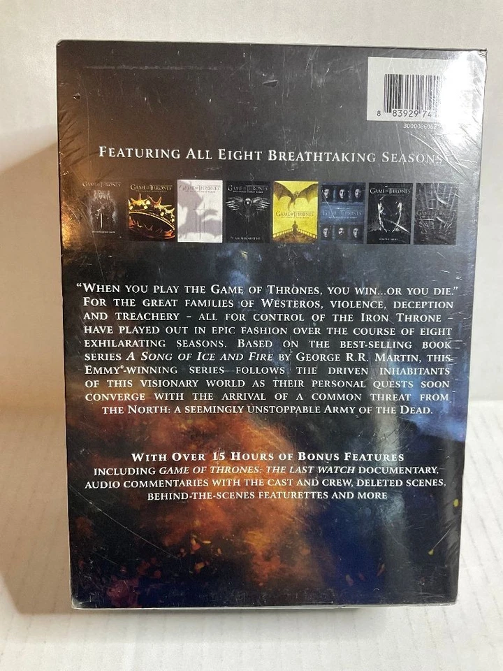 Game of Thrones DVD (Complete Series of 8 Seasons) NEW & SEALED (15 Bonus Hours) - Image 2 of 4