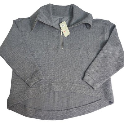 Sweaty Betty Restful Boucle Half Zip Sweatshirt Charcoal Marl Grey UK L US 10