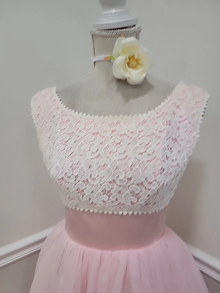 Vestido de fiesta vintage de cupcake de encaje rosa de mediados de siglo de los años 50 de mediados de siglo/tal cual Foto 4 de 4