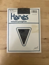 Vtg Hanes Textured Pantyhose Jeweled Elegance Control Top 935 Jet Black Size B