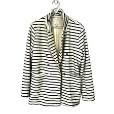 Joie Boucle Boyfriend Cut Blazer Striped One Button Oversized Jacket SZ XL