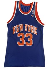 Vintage 90's New York Knicks Champion Patrick Ewing Blue Jersey Size 44