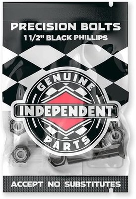 Genuine Parts Cross Bolts Standard Phillips Skateboard Hardware (Black/Black, 1