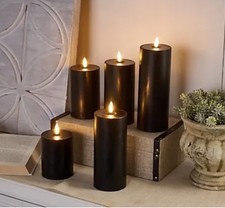 Home Reflections QVC Black 5 Piece Flameless Pillar Candles With Gift Box