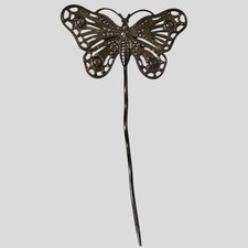 Vintage Bronze Butterfly Hair Pin - Ornate Filigree Hair Stick Accessory