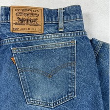 Vintage Levis 505 Orange Tab Jeans 90s Mens 36x27 USA Straight Leg Medium Wash