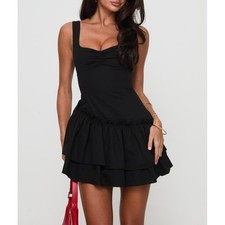 PRINCESS POLLY 100% Cotton Shantelle Romper Dress Black Size 2 Summer Party