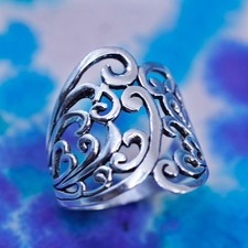 Size 5.75, vintage Sterling silver handmade ring, 925 filigree band
