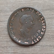 1849 - 1860 Lloyds Weekly Newspaper Token Counter Struck on 1806 Half Penny