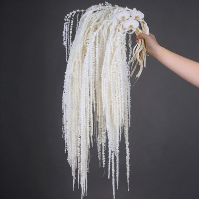 Silva Loup 12pcs Natural Dried Wisteria Hanging Flowers - 30'' Bleached Green