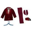Vintage Mattel Ken Doll Red Velvet Tuxedo Outfit Set Jacket Pants Shirt Hanger