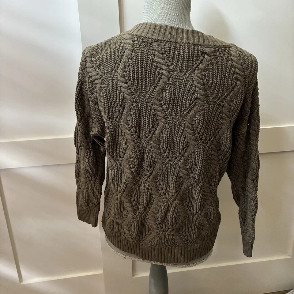 Talbots Women's Cardigan Sweater Olive Green With Gold Buttons , S - Image 2 of 4