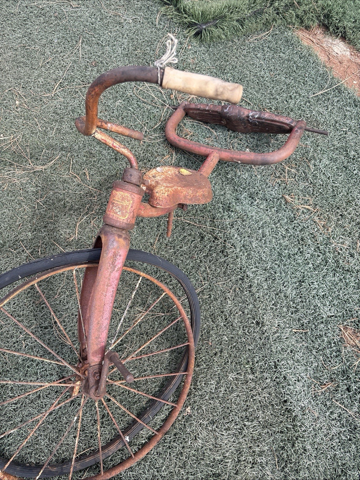 (Used) Vintage Metal Kids PAL Superbike Tricycle 3 Wheel Saddle Seat Rusty (199.99 USD)