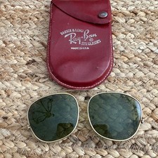 Vintage Ray-Ban Clip-On Sunglasses Green Aviator Bausch  Lomb Lenses w Case