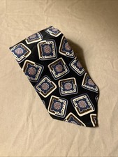 Vintage Nino Cerruti Blue w/ Squares Men’s Tie 100% Silk Made In The USA