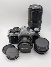 Canon AE-1 Program 35mm Film Camera w/ FD 50mm Lens Bonus Zoom Lens - Tested