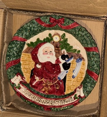VINTAGE Fitz & Floyd Teller Happy Holiday Cookies für den Weihnachtsmann. Weihnachtsservier