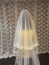 Bridal 2 layers lace veil cathedral length for bride