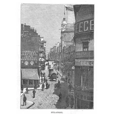 BIRMINGHAM View on Bull Street - Antique Print 1887