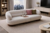 Designer Beiger Polster 3-Sitzer Stilvolles Wohnzimmer Sofa MöBel