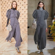 Ulla Johnson Heleen Dress Gray Gathered Center Handkerchief Hem Puff Sleeve Sz 2