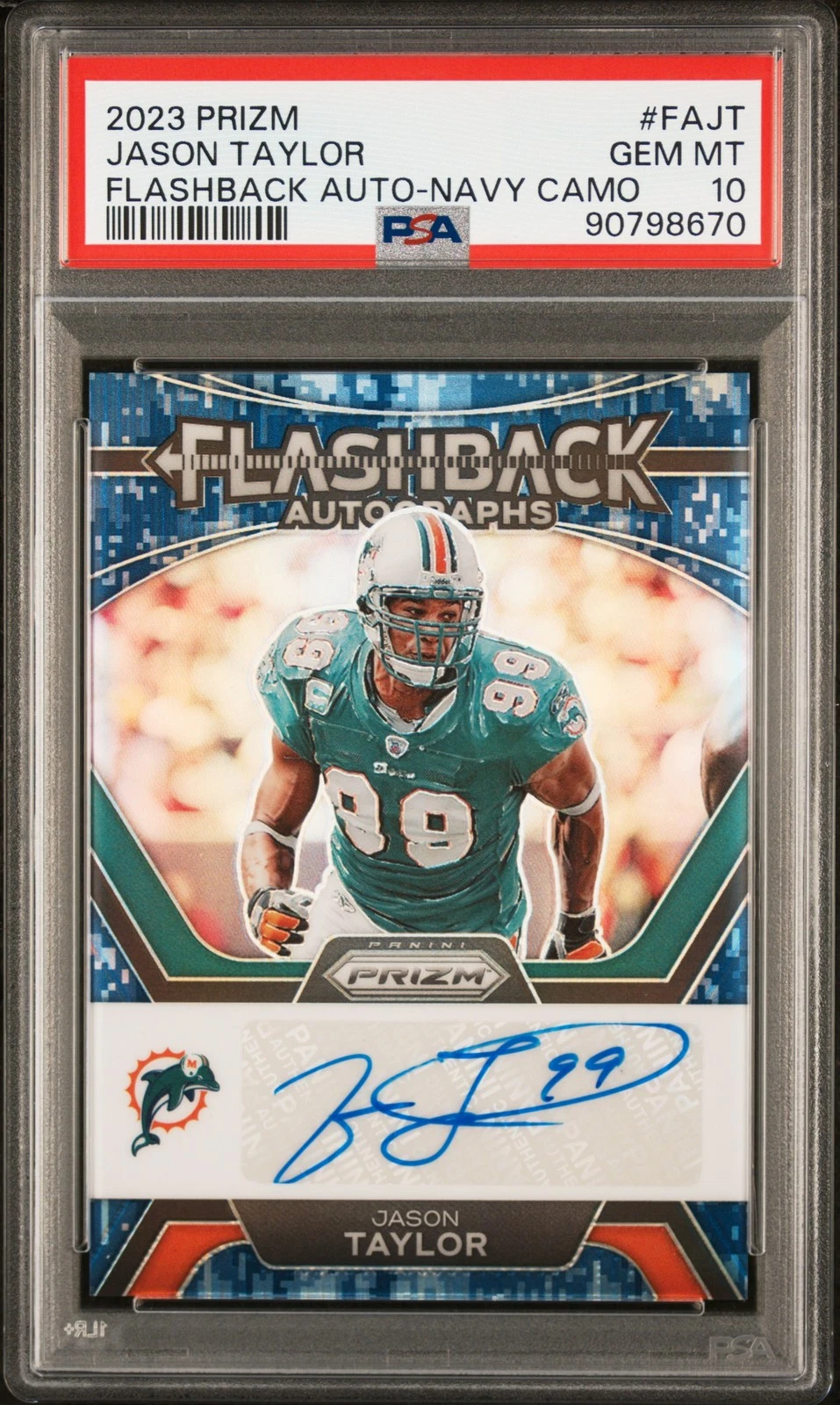 Jason Taylor Panini Prizm Flashback Autographs #FAJT Navy Camo