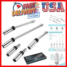5PCS Swivel Magnetic Spark Plug Socket Set, 3/8" Drive Thin Wall Socket Inclu...