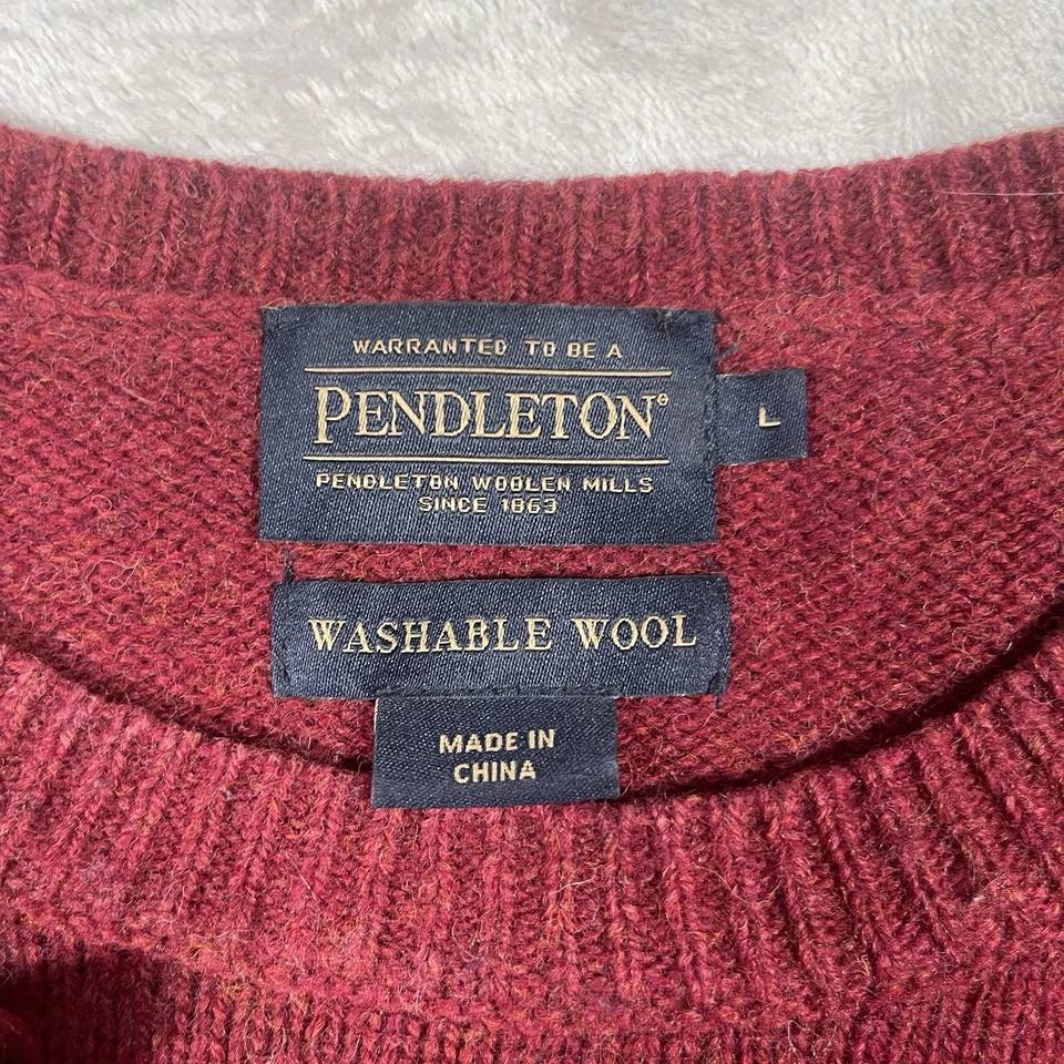 Pendleton Sweater Mens Medium/Large Shetland Wool Crewneck Pullover Red - Image 3 of 4