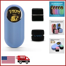 Magnetic Chalk Holder for Pool Cue with Clip and Silicone Case A-macaron Blue