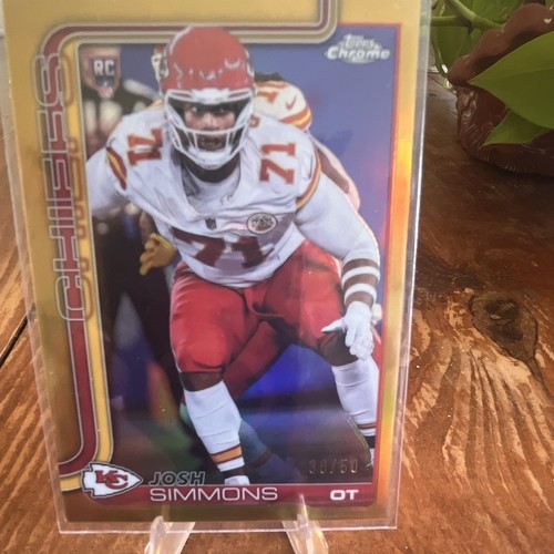 Topps Chrome 2025 Rookies Josh Simmons RC Kansas City Chiefs #304 Gold /50