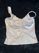 NWOT CURVATION 40D PINK SATIN LONGLINE UNDERWIRE LACE NO PADDING LINGERIE BRA