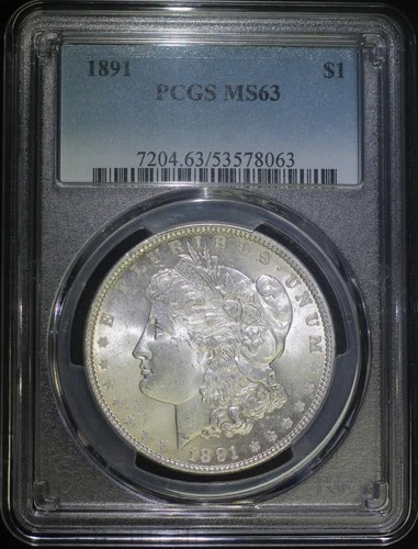 1891 P Morgan Silver Dollar PCGS MS63 Choice BU Well Struck Better Date Coin