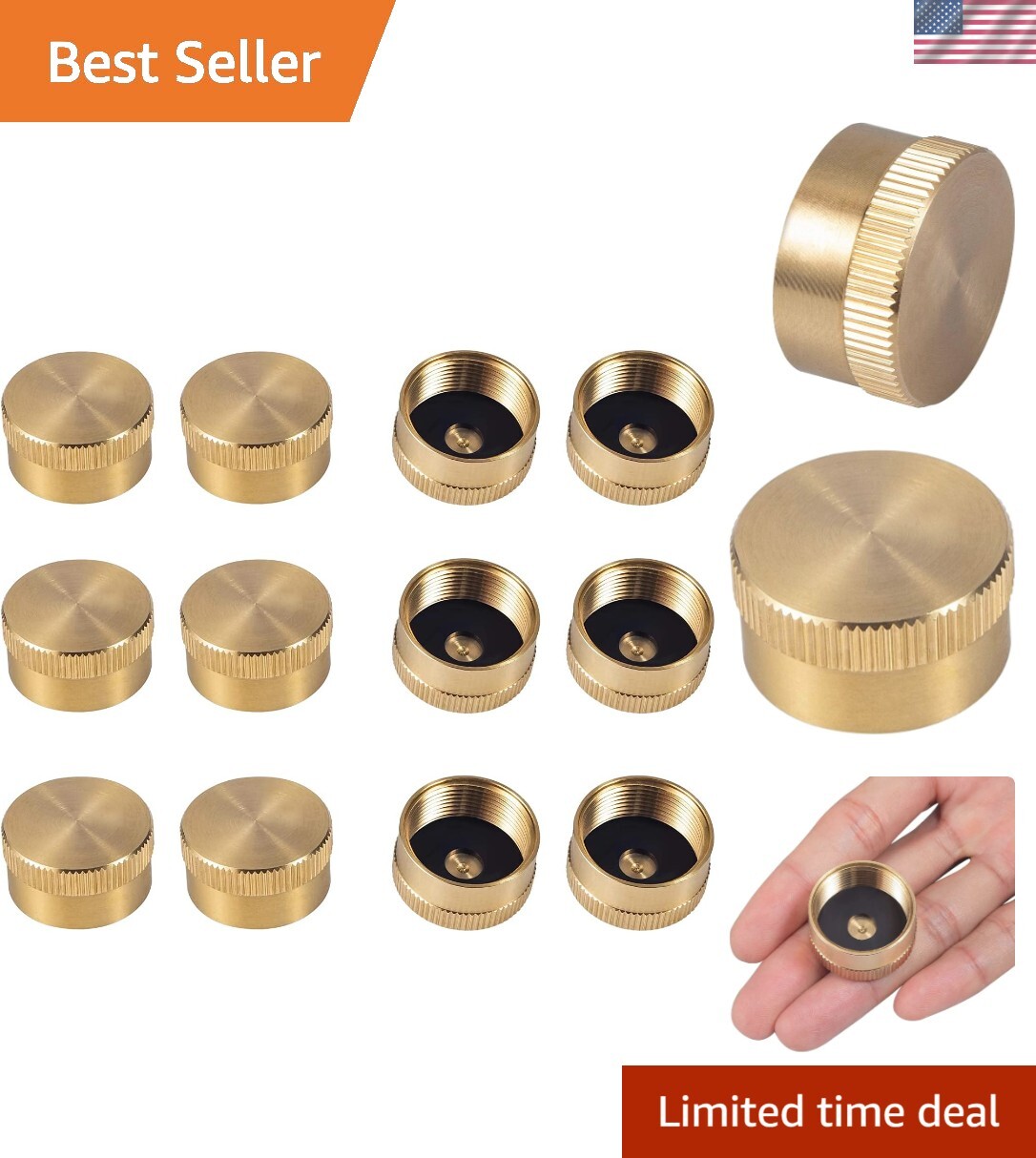 12Pcs Solid Brass Propane Bottle Caps 1 LB Universal Gas Tank Sealers - Durable