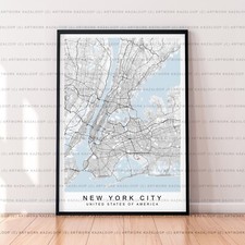 New York City Map Poster Print Unframed New York City Map Print Wall Art USA