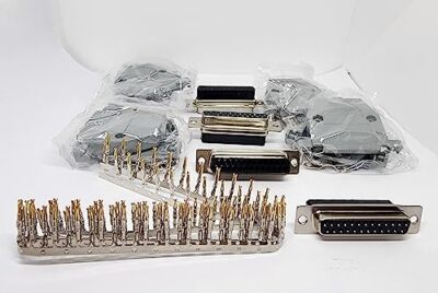 4 Sets Crimp DB25 Female + Plastic Hoods + Pins Set D-Sub 25P Female Crimp Co...