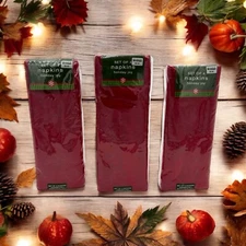 Bed Bath Beyond 3 NIP Set of 12 Dinner Napkins Holiday Joy, Ruby