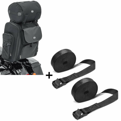 Sissybar Tasche SXL + Spanngurt 150cm für Kawasaki Vulcan 900 Classic / Custom
