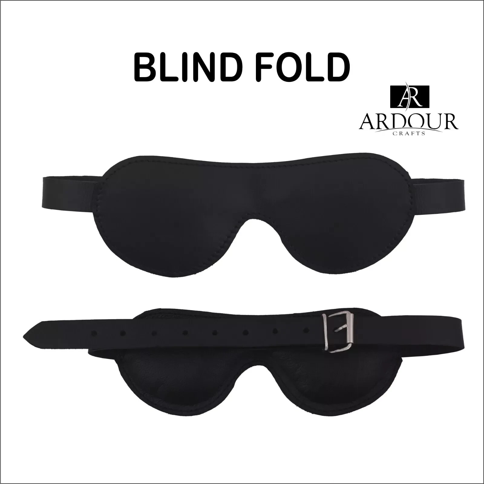 BDSM Eye Mask with Adjustable Strap Blindfold for Couples Real Leather Role Play-image