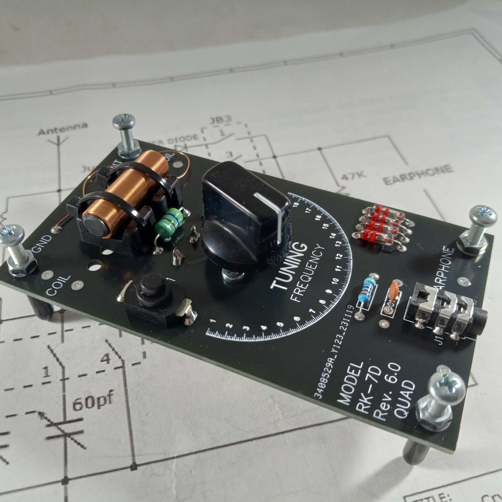 Quad Germanium Diodes Black Crystal Radio Receiver Assembled with Earphone BME eBay