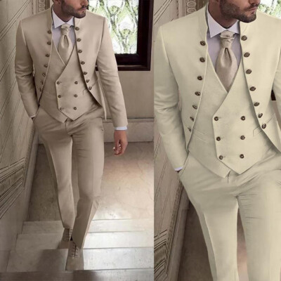 Men Suits Slim Fit Double Breasted Formal Wedding Party Business Casual Outfit