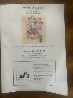 The Pirates of Penzance  Libretto Vocal Book MusicTheatre International!