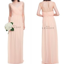 NWT Bill Levkoff Bridesmaid Dress 1458 Shell Pink Size 8 Chiffon Prom Dress