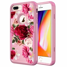 Cute Shockproof Case For iPhone 6 6s Plus  8 7 Plus SE Protective Red Rose Cover