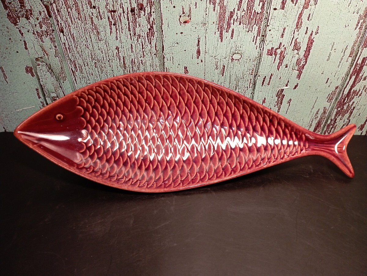 Gustavsberg Stig Lindberg Fladen Fish Dish Vintage Pottery Brown 