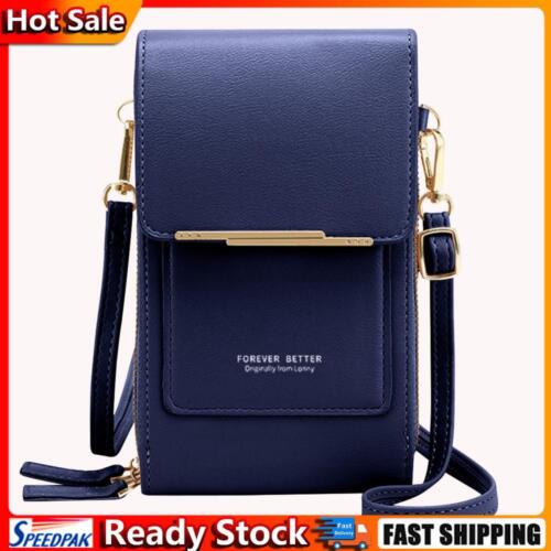 PU Leather Crossbody Bag Multi-function Mobile Phone Bag for Work (Dark Blue) Ho - Afbeelding 1 van 7