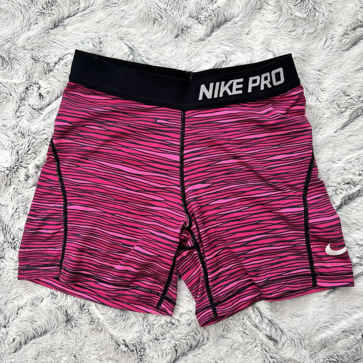 Nike Pro Spandex Shorts Large Pink Black Compression Booty 3” Dri