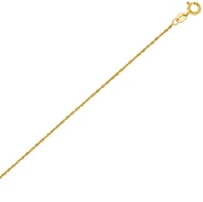 1mm Twisted Singapore Chain Necklace Real Solid 14K Yellow Gold Sparkle