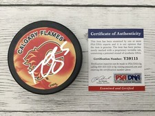 Mark Giordano Signed Autographed Calgary Flames Hockey Puck PSA DNA COA b