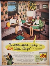 1960 S&H Green Stamps Dunklee Family Retro Print Ad Poster Man Cave Art Deco 60s
