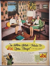 1960 S&H Green Stamps Dunklee Family Retro Print Ad Poster Man Cave Art Deco 60s